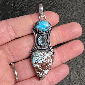 Turquoise and Topaz Pendant Crystal Stone Jewelry